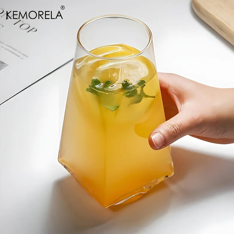 KEMORELA 500ml Geometric Highball Crystal Glasses – 1 or 2 Pack Highball Glass Set Axl