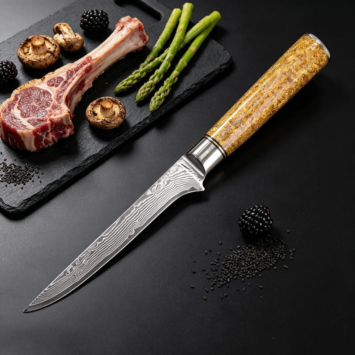 67-Layer Damascus Steel Chef Knife – Boning & Slicing Damascus Chef Knife Axl