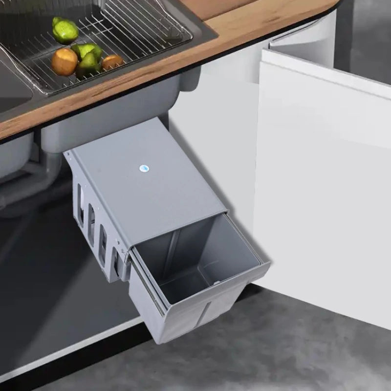 30L Dual-Compartment Embedded Kitchen Cabinet Trash Can Kitchen Waste Bin Axl
