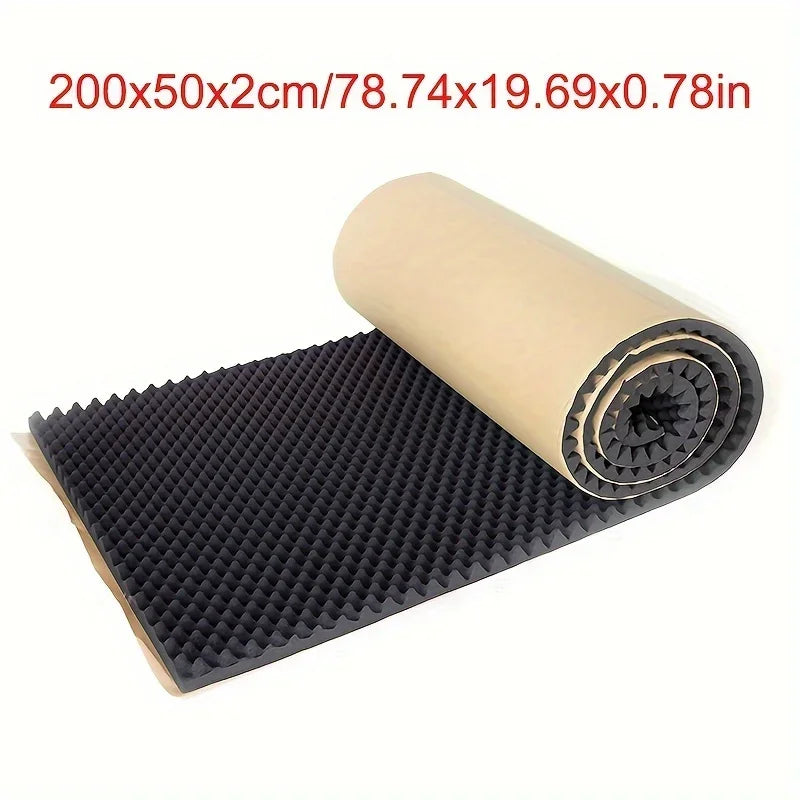 Car Hood Egg Crate Acoustic Foam Mat – 200×50×2cm Self-Adhesive Acoustic Insulation Mat Axl
