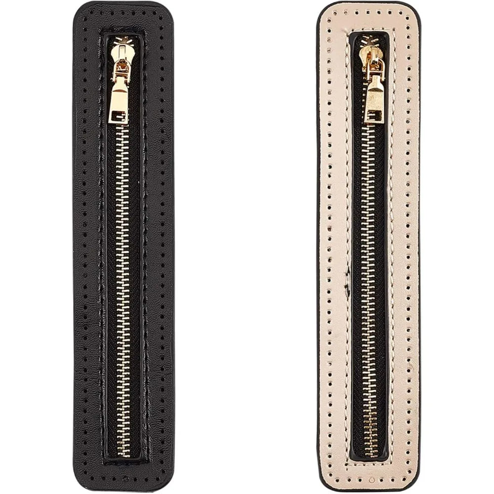 PU Leather Zipper Straps 2-Pack – 7 Inch DIY Purse Making Bag Zipper Straps Axl
