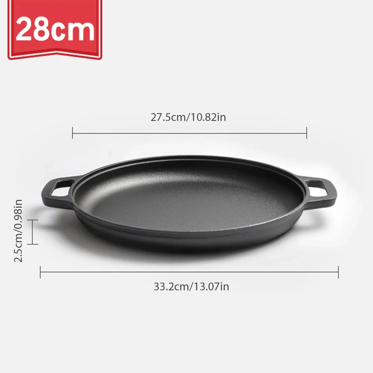 Cast Iron Non-Stick Skillet 28cm – Multipurpose Flat Frying Pan Cast Iron Skillet Axl 28cm 1pc
