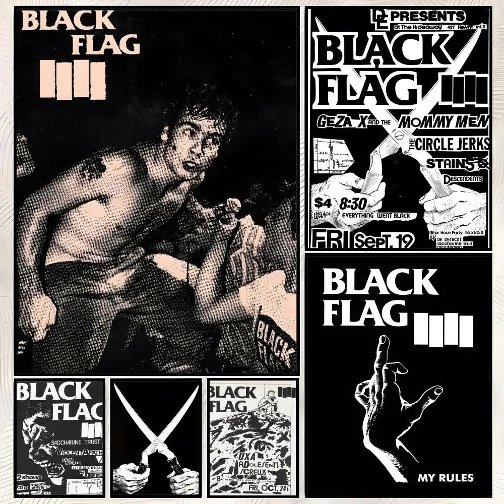 Black Flag Band HD Wall Poster – Self-Stick Waterproof Art Wall Art Poster Axl