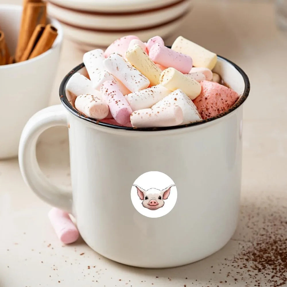 128 Pink Pig Round Stickers – Waterproof Self-Adhesive Decals Craft Sticker Pack Axl
