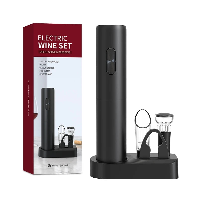 Electric Wine Bottle Opener Set – Foil Cutter, Pourer & Decanter Electric Wine Opener Axl