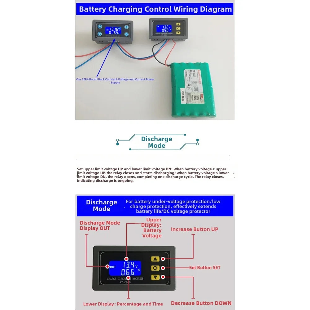 12V 24V 48V Battery Charge Discharge Controller XY-CD60 Battery Controller Module Axl