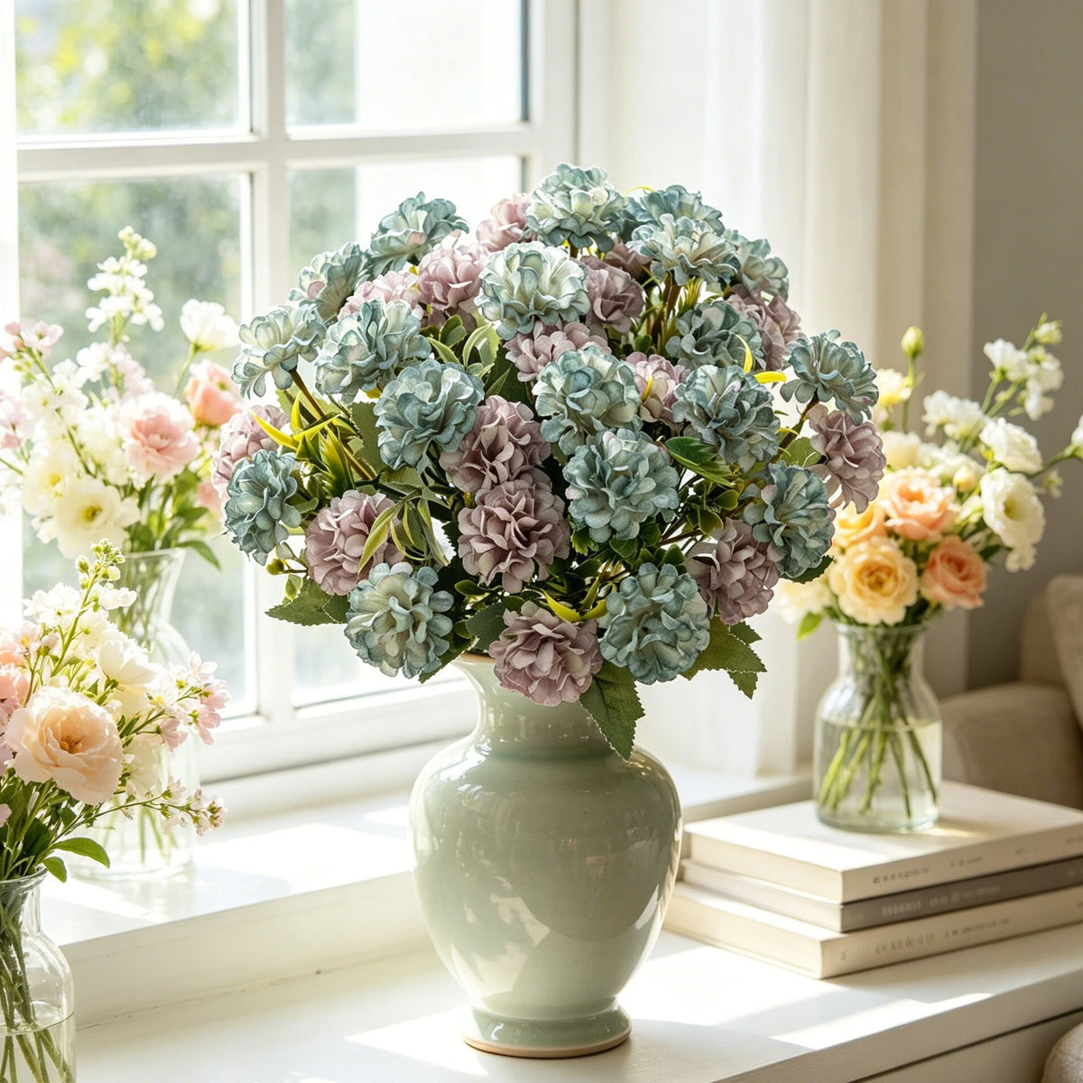 Silk Hydrangea Artificial Flowers – Wedding & Home Décor Artificial Flower Bouquet Axl