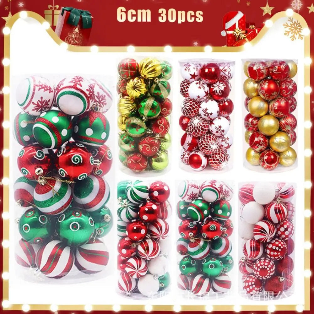 30 Multicolor Christmas Ball Ornaments – 6cm Tree Baubles Set Christmas Tree Ornaments Axl