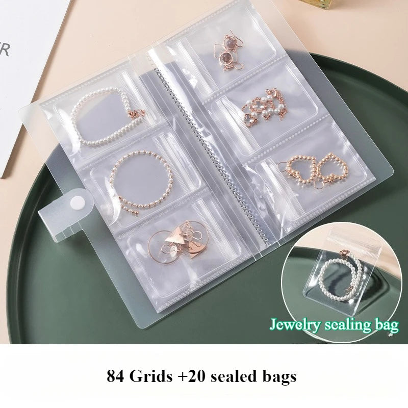Portable Jewelry Organizer Album – Anti-Oxidation Zipper Bag Jewelry Organizer Axl 84-Grid and 20 bags