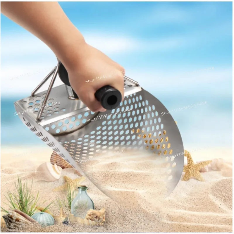 Stainless Steel Beach Sand Scoop with Handle | Metal Detecting Sand Scoop Tool Axl sand spoon