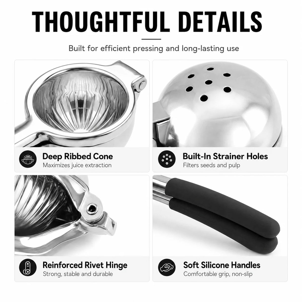 Uwhise Stainless Steel Lemon Squeezer & Manual Citrus Juicer Manual Citrus Juicer Axl