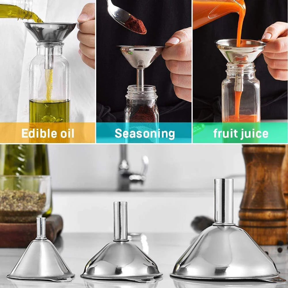 Stainless Steel Kitchen Funnels Set – 3/5 Pcs Food Grade Kitchen Funnel Set Axl