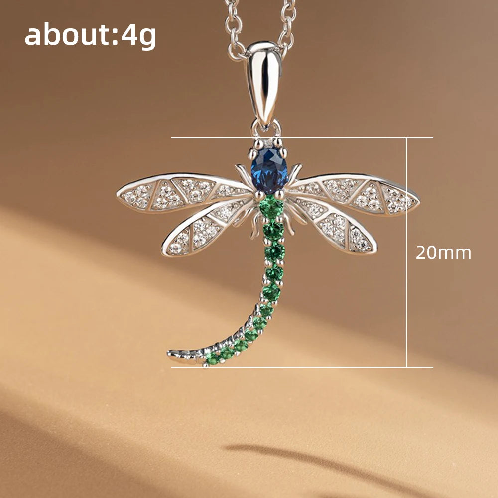 Huitan Colorful Dragonfly Pendant Necklace – CZ Stone Women Pendant Necklace Axl