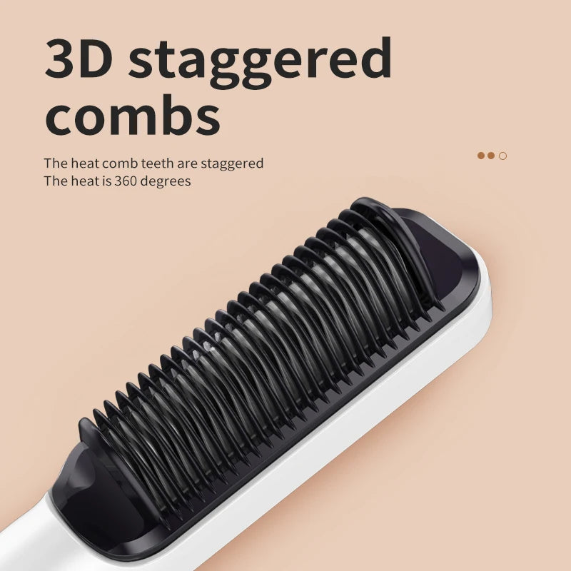 2-in-1 Electric Hair Straightener & Curling Comb LCD Display Hair Styling Comb Axl