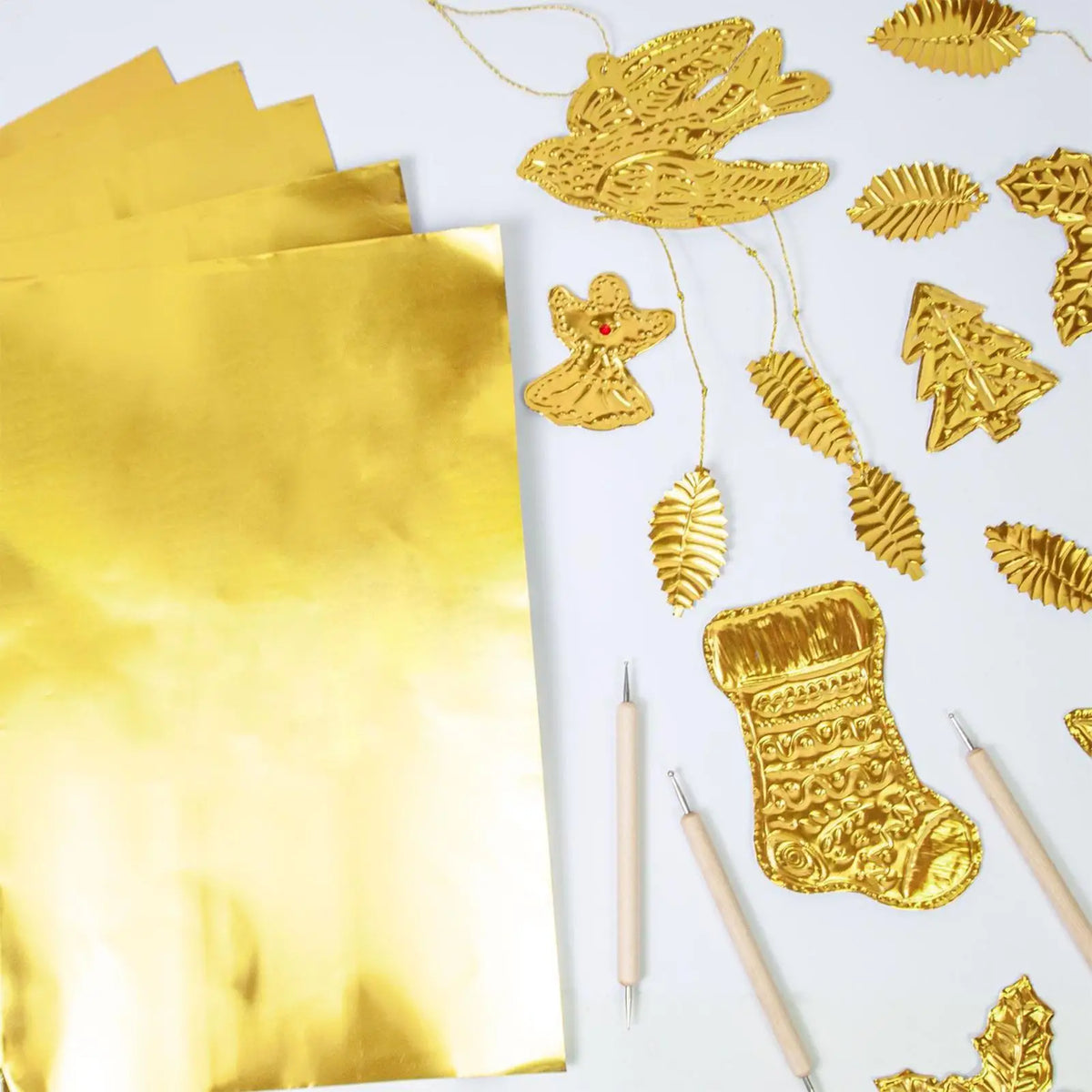Gold & Silver Embossed Aluminum Foil Sheets – 20-Pc Craft Set Craft Foil Sheets Axl