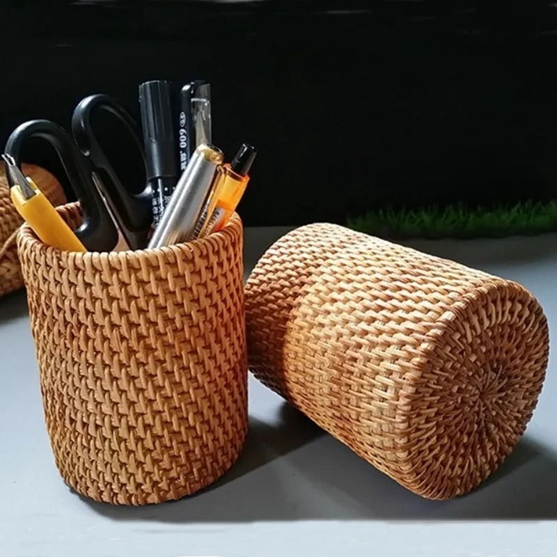 Rattan Tableware Organizer Basket – Handwoven Cutlery Storage Rattan Organizer Basket Axl