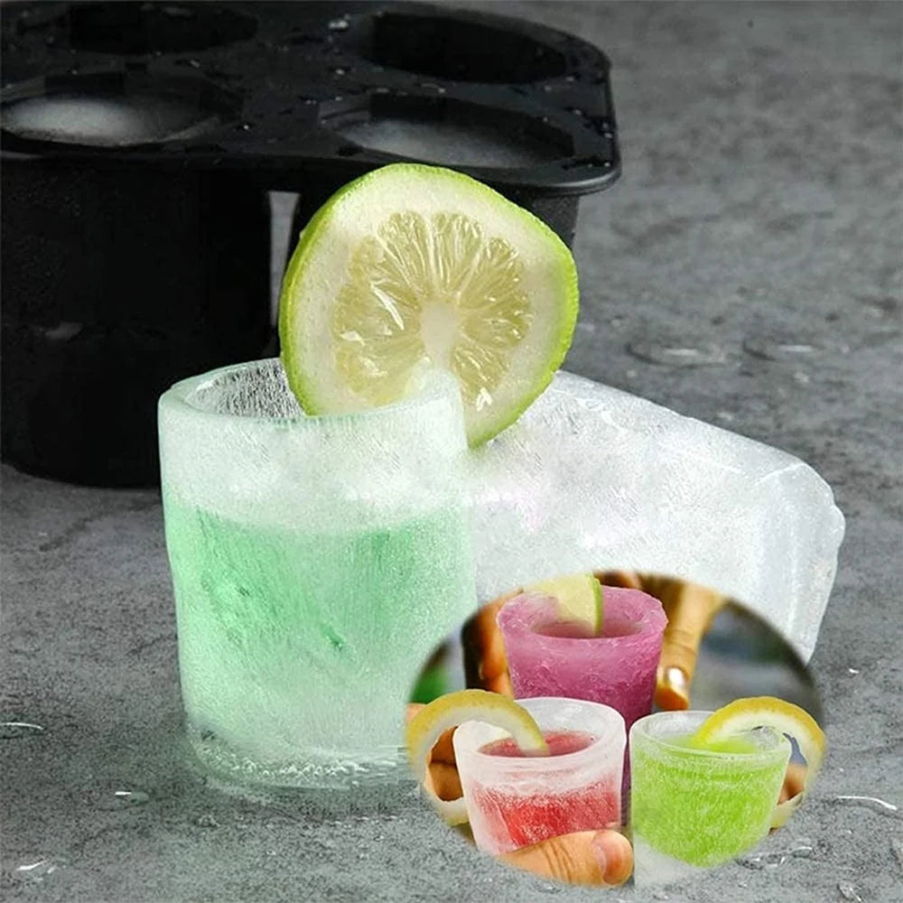 4-Cavity Silicone Shot Glass Ice Mold – Whiskey Ice Tray Silicone Ice Mold Axl
