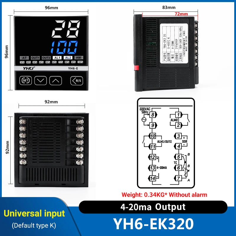 CKCTINNER YH6 PID Temperature Controller – SSR & 4-20mA Output PID Temperature Controller Axl YH6-EK320