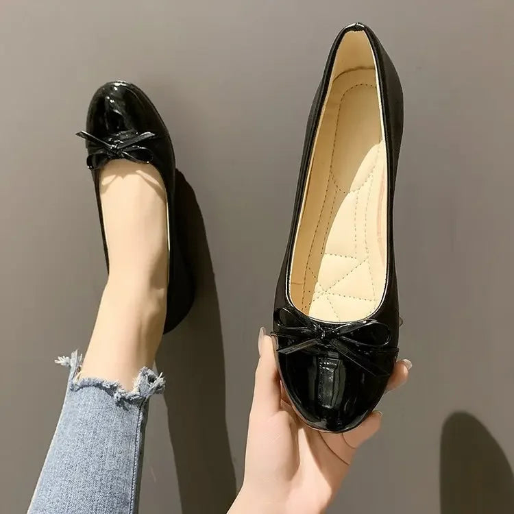 Women's Bow Knot Flat Shoes – Round Toe Slip-On Plus Size Women's Flat Shoes Axl