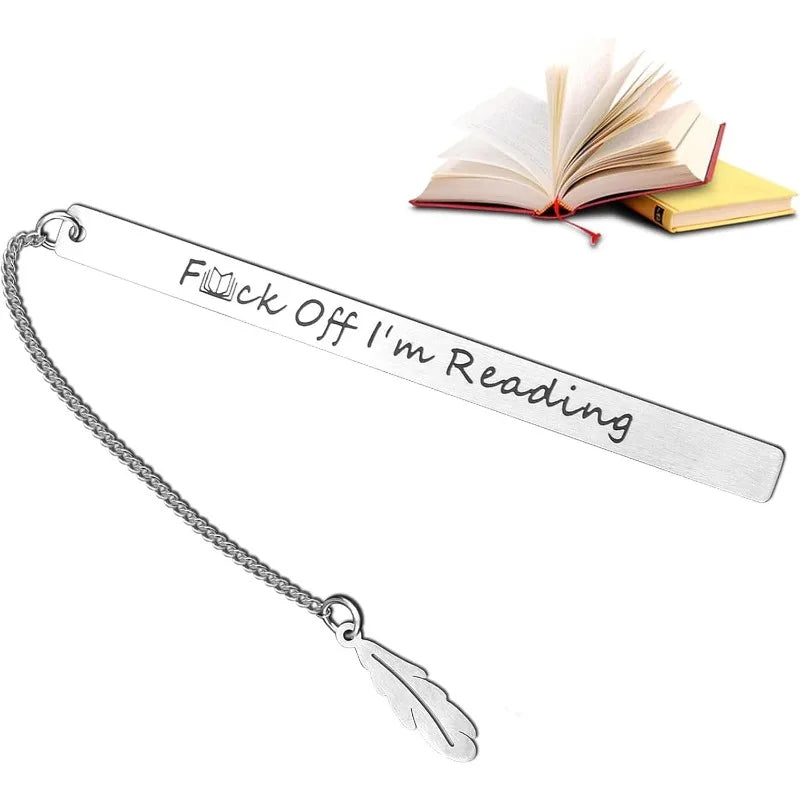 Stainless Steel Text Bookmark with Pendant | Teacher Gift Metal Bookmark Axl Sliver