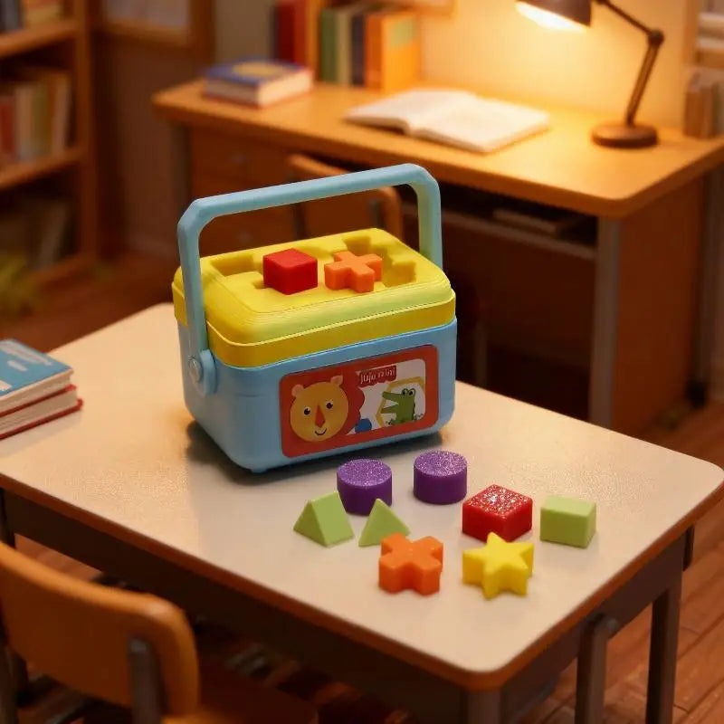 1:12 Miniature Shape Sorting Toy Box – Dollhouse Nursery Prop Dollhouse Accessory Axl