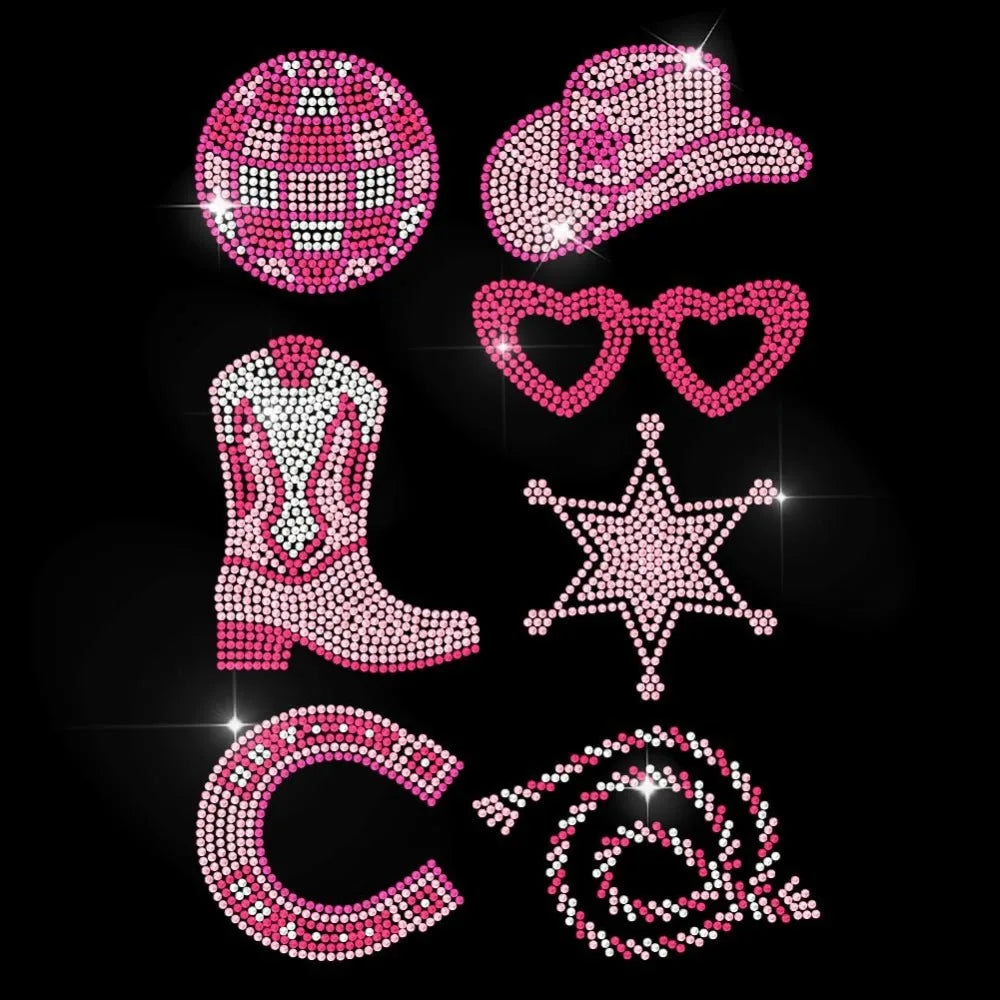 Glass Hotfix Rhinestone Iron-On Appliqué | Western Cowgirl Patch Iron-On Rhinestone Patch Axl AECH04-17705