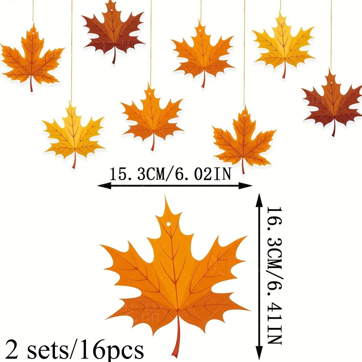 Autumn Maple Leaf Garland – Rustic Paper Hanging Decorations Seasonal Garland Decor Axl 2sets-16pcs
