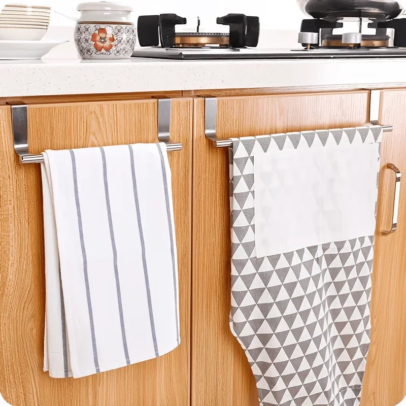 No-Drill Cabinet Door Towel Rack – Zinc Alloy Kitchen Organizer Cabinet Towel Rack Axl