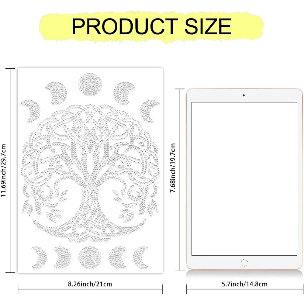 Tree of Life Rhinestone Iron-On Applique | Moon Phase Design Iron-On Applique Axl