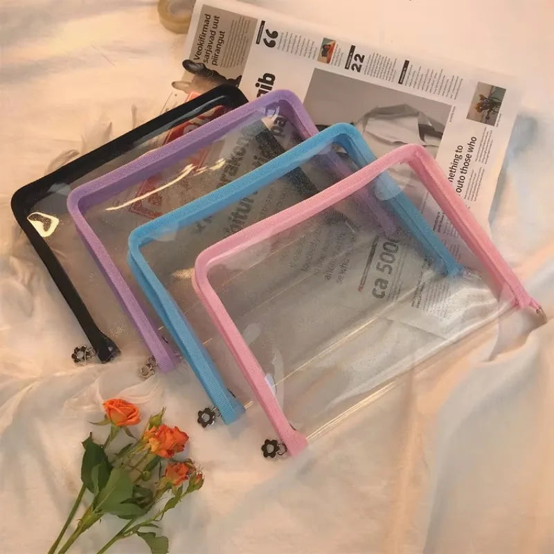 Glitter Transparent Zipper File Bag A4 A5 Stationery Organizer Zipper File Organizer Axl