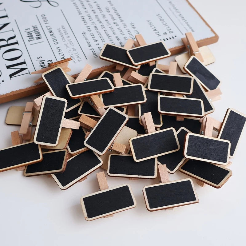 10 Mini Wooden Blackboard Clips – Price Tag & Photo Display Blackboard Display Clips Axl