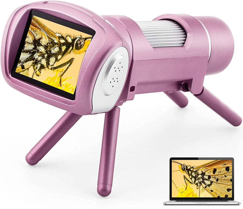 Kids 3-in-1 Digital Microscope Camera – 2" Screen STEM Toy Kids Microscope Toy Axl pink