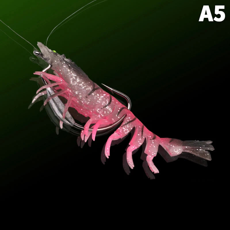 95mm TPE Squid Jig Slow Sinking Wood Shrimp Fishing Lure Squid Jig Lure Axl A5
