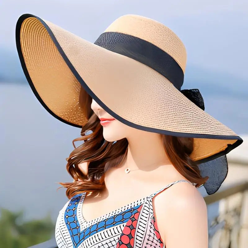Women's Foldable Wide Brim Straw Sun Hat – UV Beach Travel Wide Brim Sun Hat Axl G one size