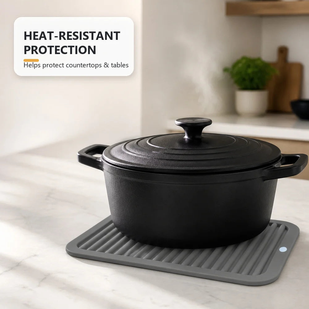 Silicone Dish Drying Mat & Trivet – Heat Resistant Non-Slip Silicone Kitchen Mat Axl