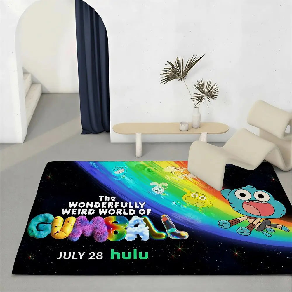 Amazing World of Gumball Flannel Floor Mat | Non-Slip Doormat Flannel Floor Mat Axl White2 50x80cm