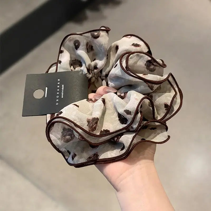 Leopard Print Hair Scrunchie – Large Elastic Retro Hair Tie