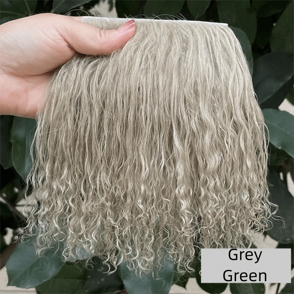 Curly Mohair Hair Wefts for BJD OB11 Blythe & Reborn Dolls Doll Hair Wefts Axl Grey green