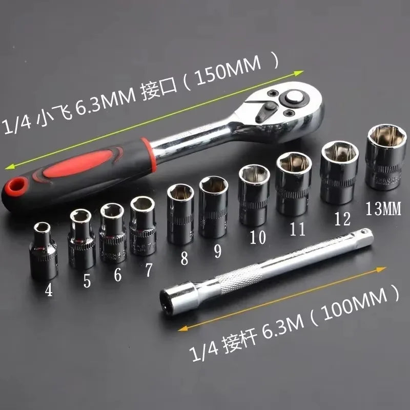 10-Pc Metric Ratchet Wrench Socket Set – Car, Bike & Boat Ratchet Socket Set Axl