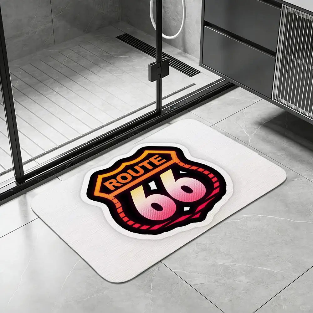 Route 66 Diatomite Bath Mat – Quick Dry & Anti-Slip Floor Mat Diatomite Bath Mat Axl White3 50x80cm