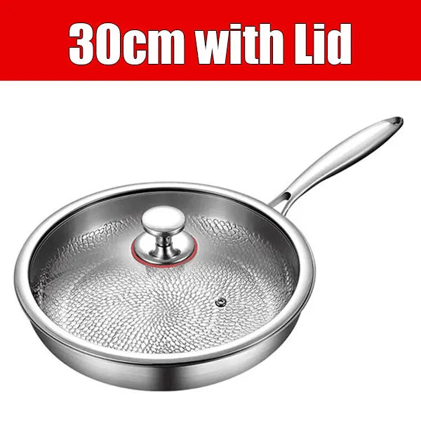 3-Layer Hammered Stainless Steel Frying Pan with Lid | PGY Stainless Steel Frying Pan Axl 30cm with Lid