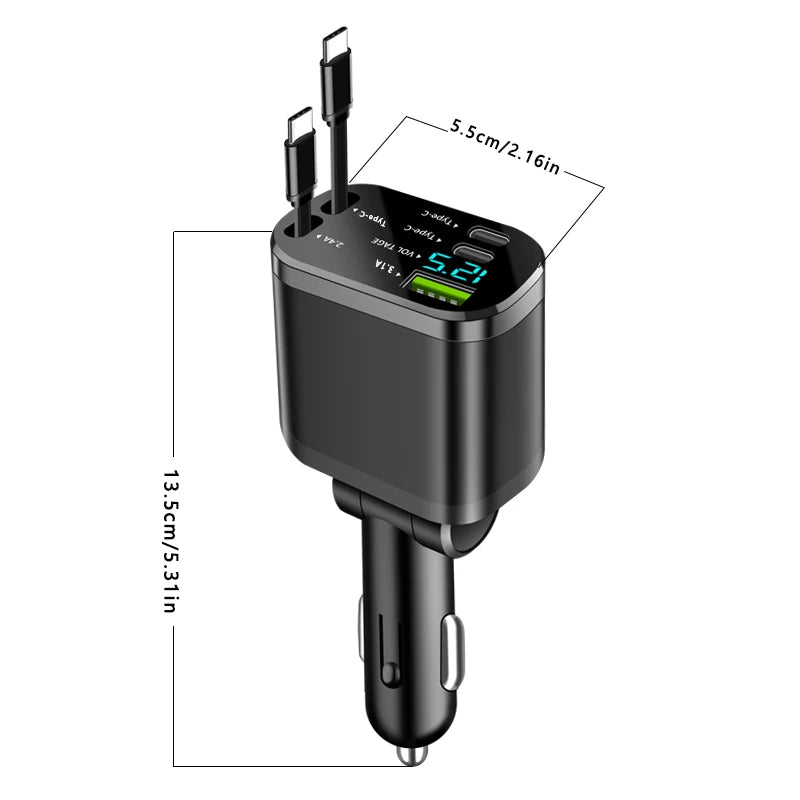 Elough 5-in-1 Retractable Car Charger – 30W Fast Charging Car Charger Adapter Axl