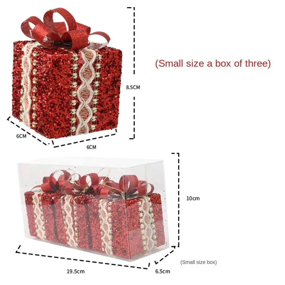 Lace Gift Box Christmas Tree Ornaments – DIY Plastic Pendant Set Christmas Tree Ornament Axl Red Small