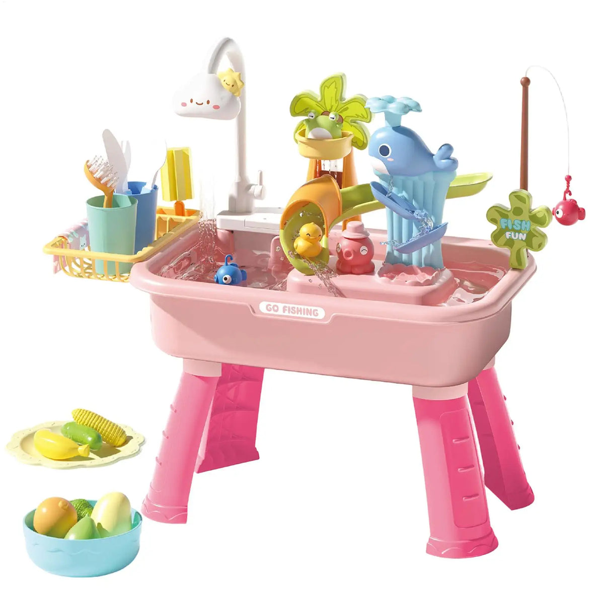 Kids Water Activity Table with Running Water & 43 Accessories Kids Water Play Table Axl