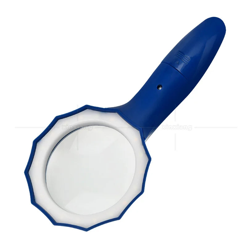 7X 6X Handheld LED Magnifying Glass – 20 LED Warm & White Light LED Handheld Magnifier Axl