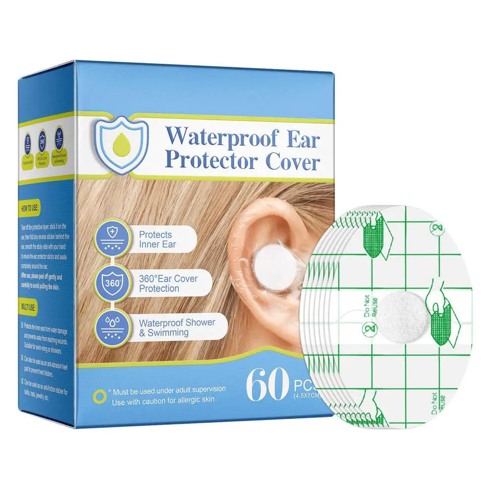 60-Pack Waterproof Ear Stickers for Kids & Adults – Bath & Swim Waterproof Ear Covers Axl 1 box