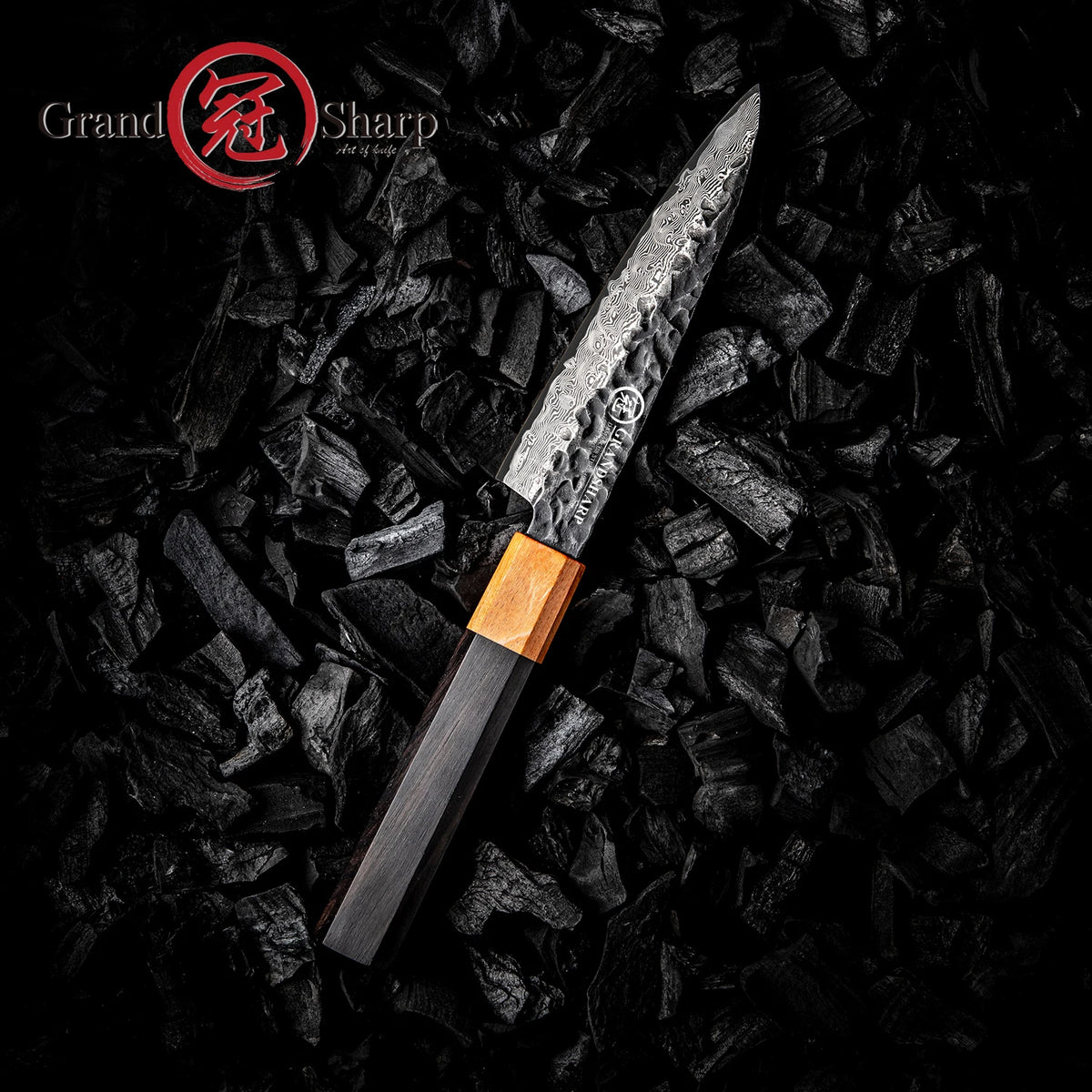 Grandsharp 4.7" 67-Layer Damascus Utility Knife – Ebony Handle Damascus Utility Knife Axl