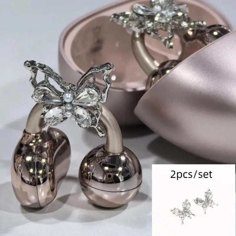 Rhinestone Clip-On Earphone Charms – 2Pcs Zirconia Earbud Decor Earbud Charm Accessory Axl