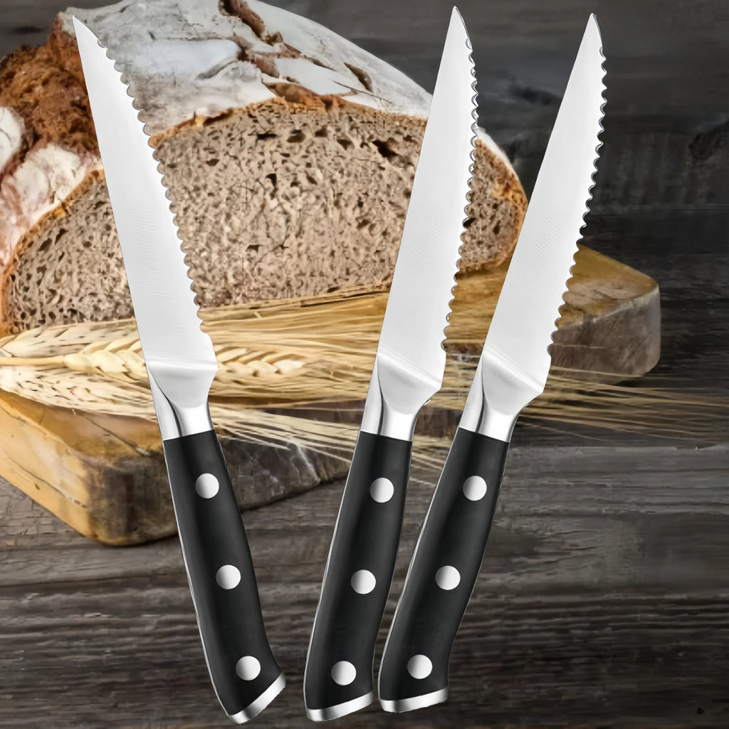 Serrated Steak Knife Set – Stainless Steel ABS Handle 1-6 Pc Steak Knife Set Axl