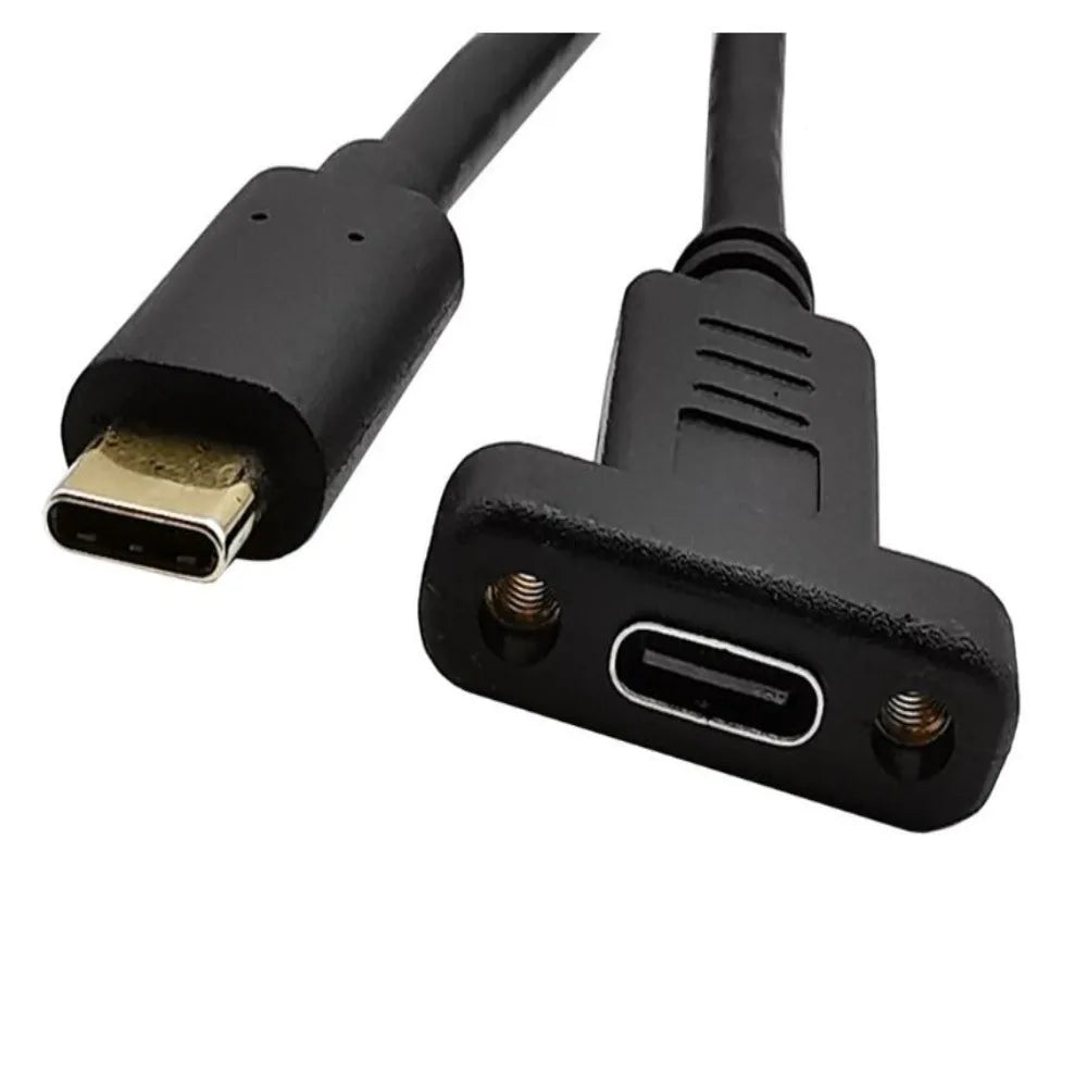 USB-C Panel Mount Extension Cable – Screw Lock Male to Female USB-C Extension Cable Axl